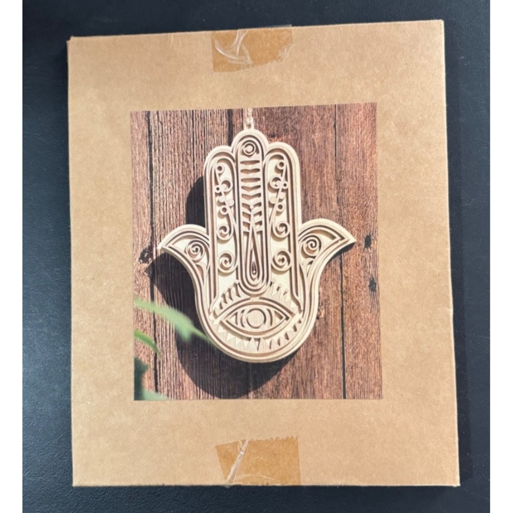 Healing Hand Wall Decor Wood 10" X 8.5" Kheops Hamsa Protection Power Strength